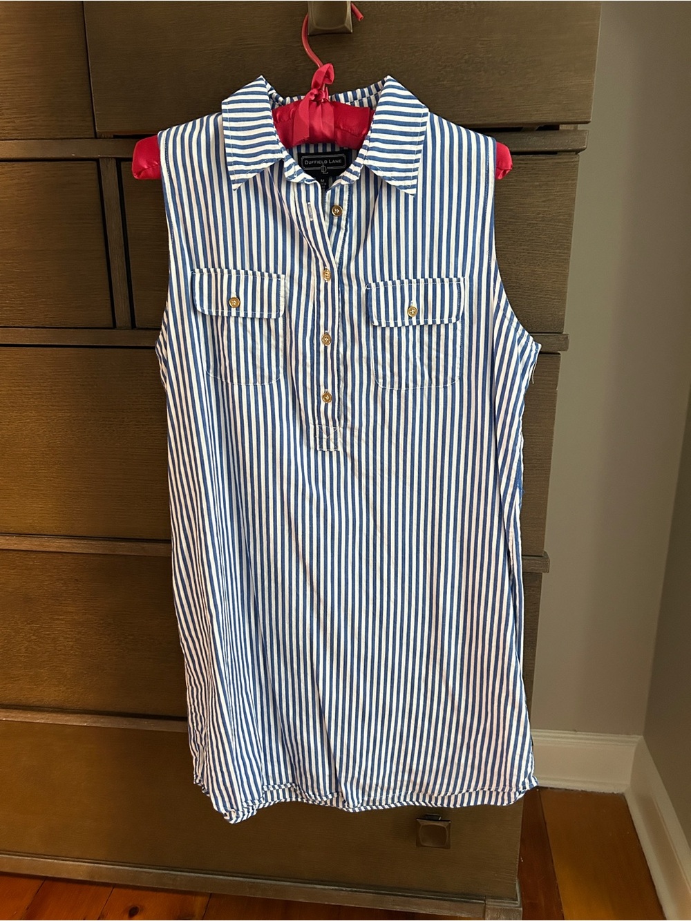 Duffield Lane shirtdress with gold buttons